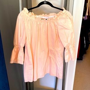 Liv & Laf Ruffled soft pink cotton blouse.